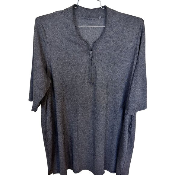 Viva Popken Womens Zip Front Knit Tunic Top Plus Size 26/28 Grey Mini Dress - Picture 1 of 9